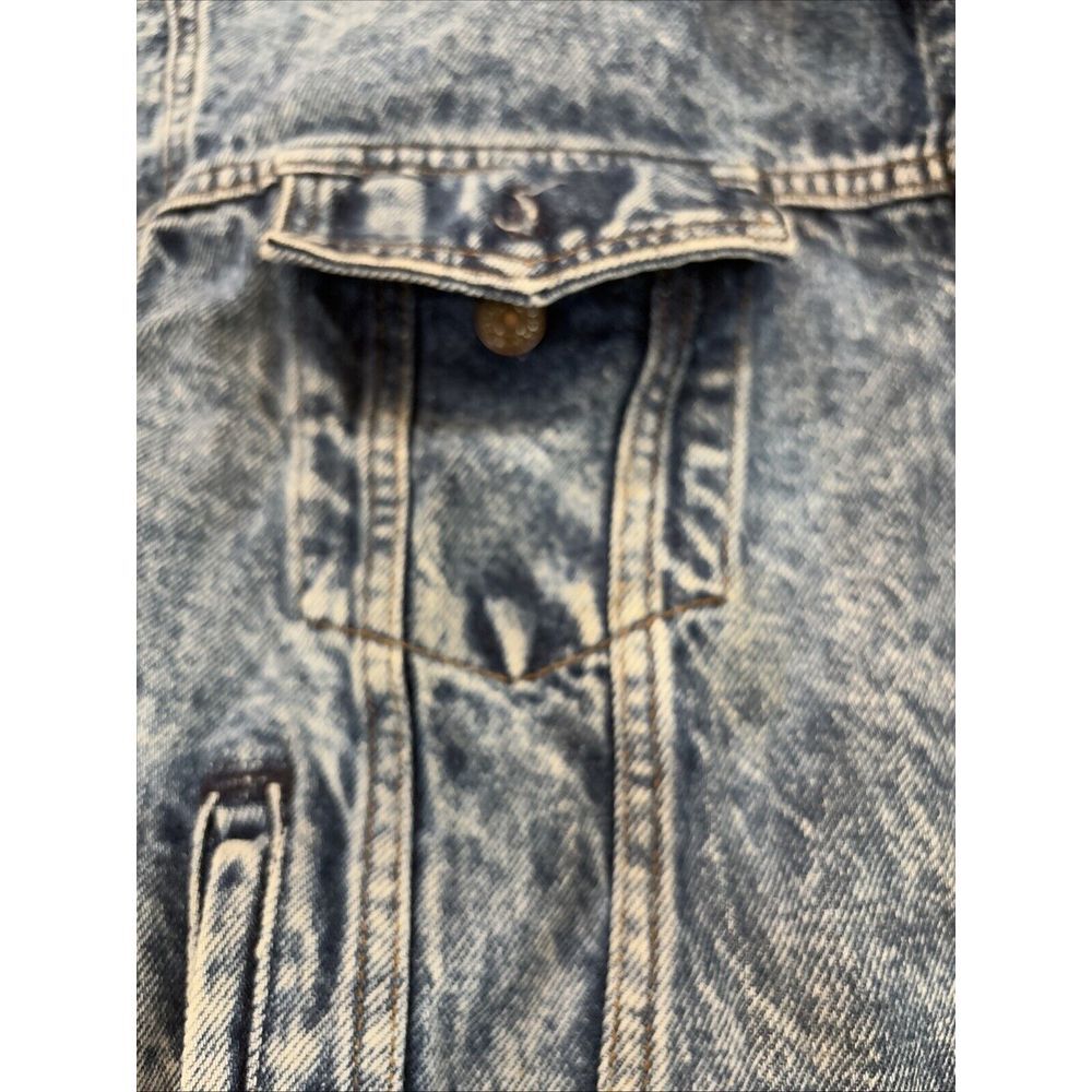 Vintage 80s Levis Denim Jean Acid Distressed Trucker Jacket USA 75068 0219 Sz Sm - Picture 11 of 16